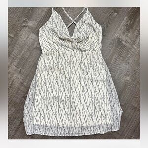 She‎ + Sky White Dress With Line Deigns